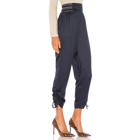 NWT Tularosa Revolve Joey Slate Blue Satin Genie High Rise Pants - Picture 1 of 12